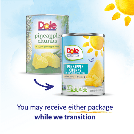 Dole Canned Pineapple Chunks in 100% Pineapple Juice, 20oz Cans
