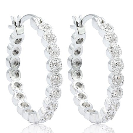 SuperJeweler 1/4 Carat Diamond Hoop Earrings, 3/4 Inch for Women