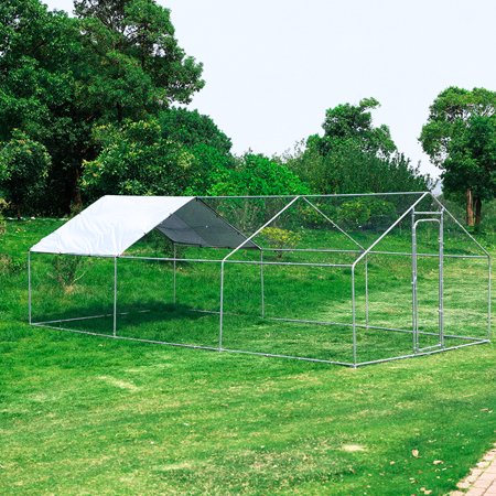 Walsport Large Chicken Coop Walk-in Pets Cage 10x20 ft Metal Wire Enclosur with Cover Run Backyard Pens, 10 x 20