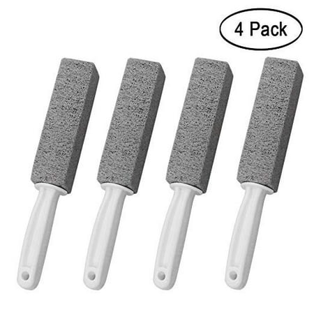 Pumice Cleaning Stone with Handle, 4pcs Toilet Bowl Ring Remover Cleaner Brush Stains and Hard Water Ring Remover Rust Grill Griddle Cleaner for Kitchen Bath Pool Household Cleaning