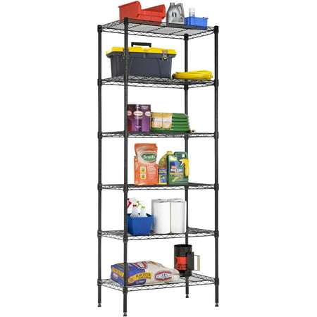YRLLENSDAN 59" Height Separable 6 Tier Wire Shelving Unit Rack 900lbs Capacity Adjustable Storage Shelves for Garage Kitchen Heavy Duty Garage Shelves Metal Shelves for Small PlacesBlack,
