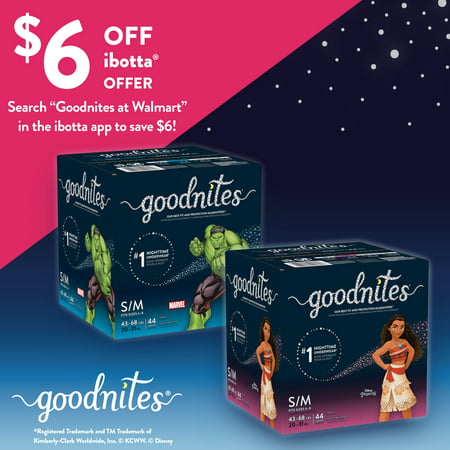 Goodnites Overnight Underwear for Boys, S/M (43-68 lb.), 44 Ct, Size S/M