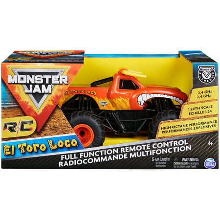 Monster Jam, Official El Toro Loco Remote Control Monster Truck, 1:24 Scale, 2.4 GHz, for Ages 4 and up