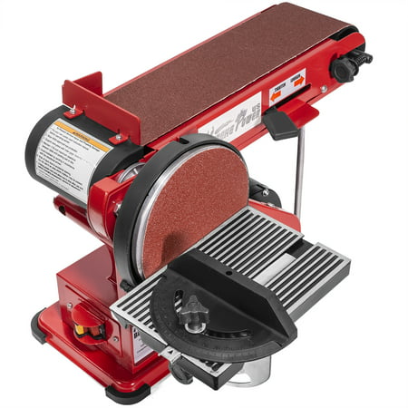 XtremepowerUS Belt & Disc Sander Station (4" x 36" inch) Adjustable Table Belt Angle Sander Dust Port Tension Spring, Red