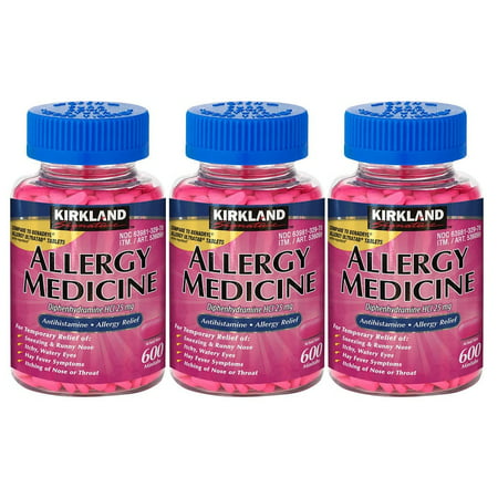 Kirkland Allergy Medicine Diphenhydramine HCI 25 Mg 600 Tablets (Pack of 3)