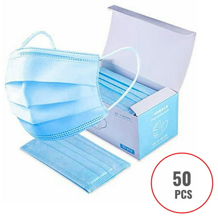 50 PCS Surgical / Procedural / Dental Style Face Mask Non Medical Disposable 3-PLY Earloop Mouth Cover