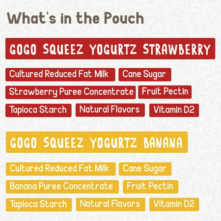(16 Pack) GoGo Squeez Yogurtz Strawberry Banana Yogurt Pouch, 3 oz