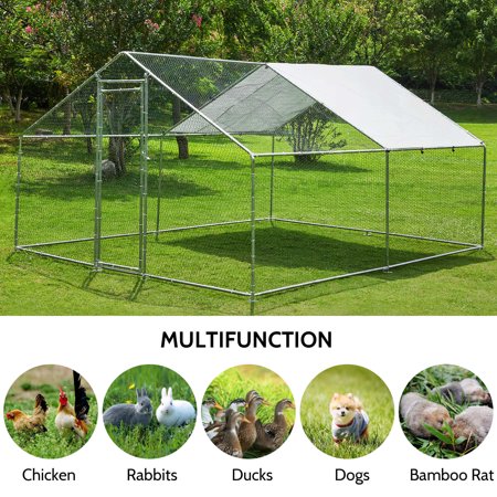 TOETOL Extra Large Metal Chicken Coop Walkin Poultry Cage Hen Run House Rabbits Habitat Cage Spire Shaped Coops, 13.0' L x 9.8' W x 6.5' H